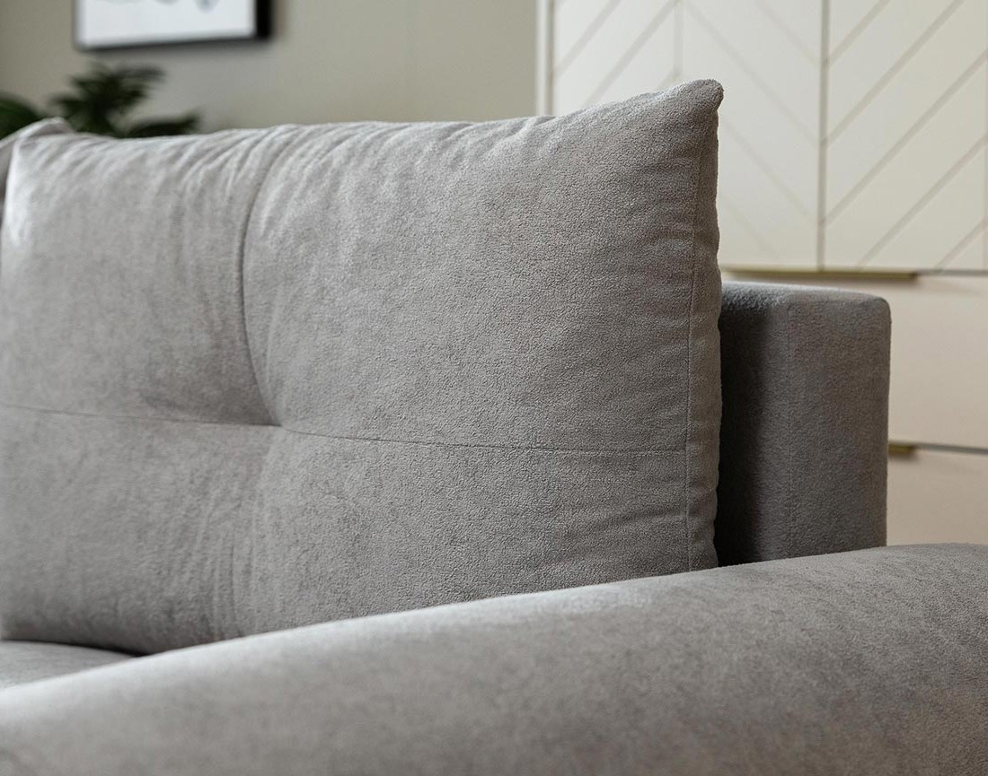 Canapé d'angle droit 4 places convertible avec coffre en tissu texturé Luzzio