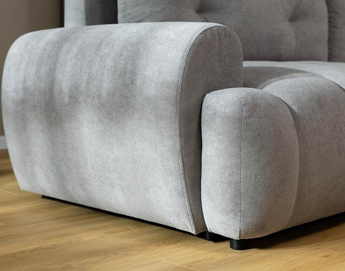 Canapé d'angle droit 4 places convertible avec coffre en tissu texturé Luzzio
