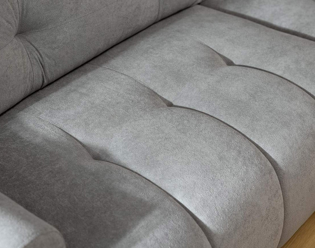 Canapé d'angle droit 4 places convertible avec coffre en tissu texturé Luzzio