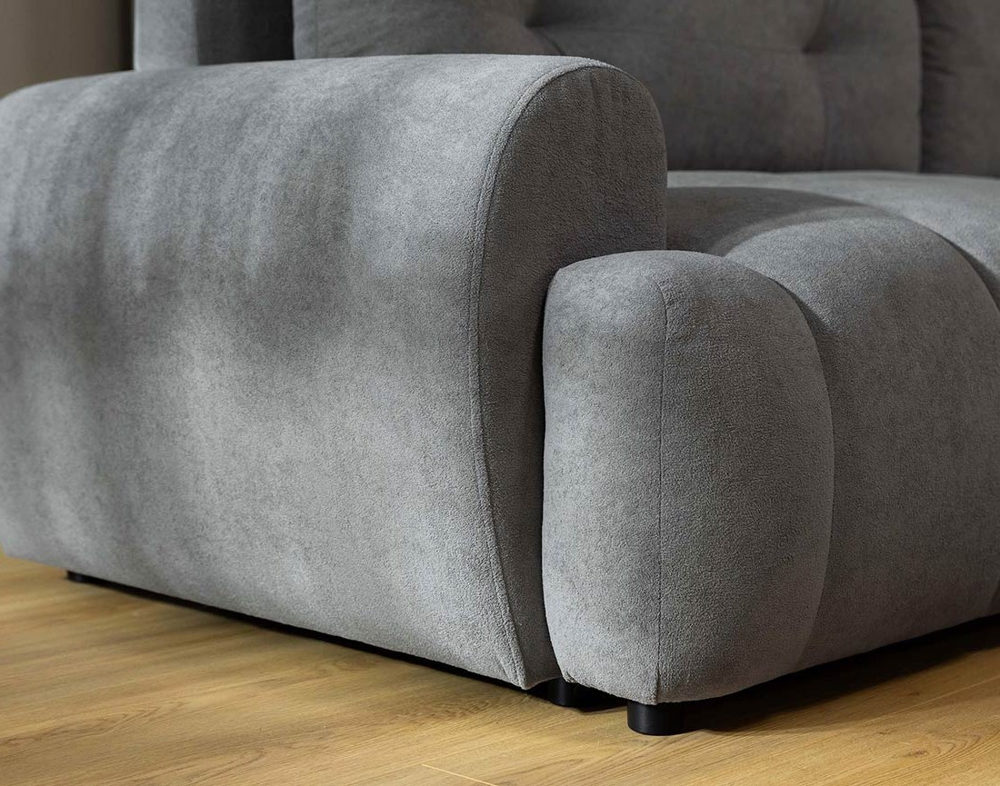 Canapé d'angle droit 4 places convertible avec coffre en tissu texturé Luzzio