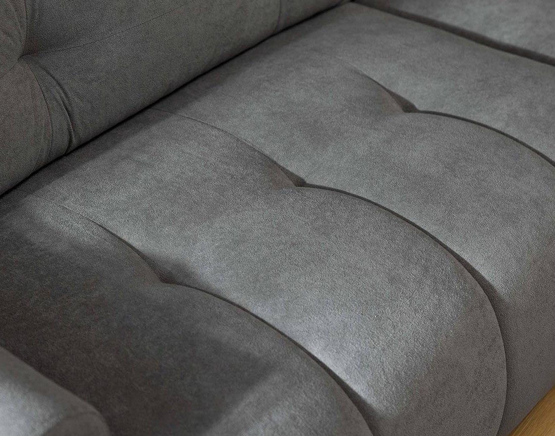 Canapé d'angle droit 4 places convertible avec coffre en tissu texturé Luzzio