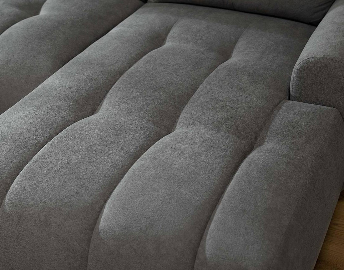 Canapé d'angle droit 4 places convertible avec coffre en tissu texturé Luzzio