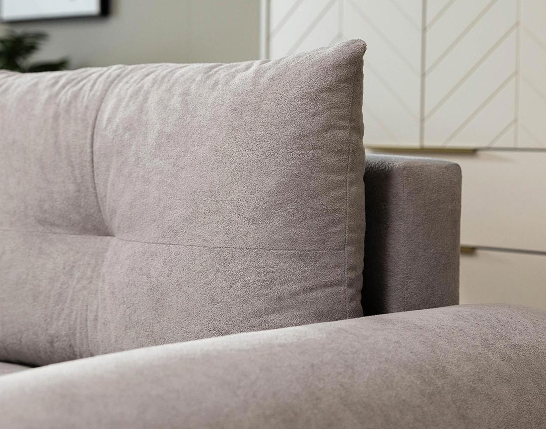 Canapé d'angle droit 4 places convertible avec coffre en tissu texturé Luzzio
