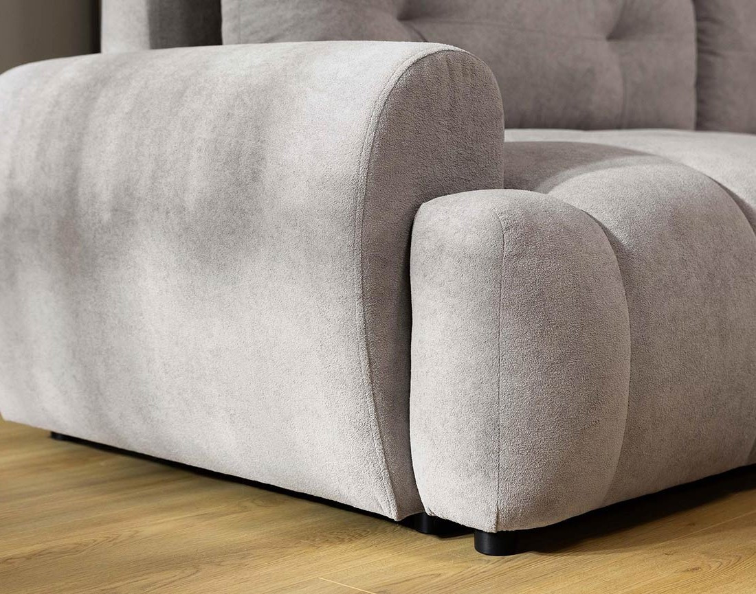 Canapé d'angle droit 4 places convertible avec coffre en tissu texturé Luzzio