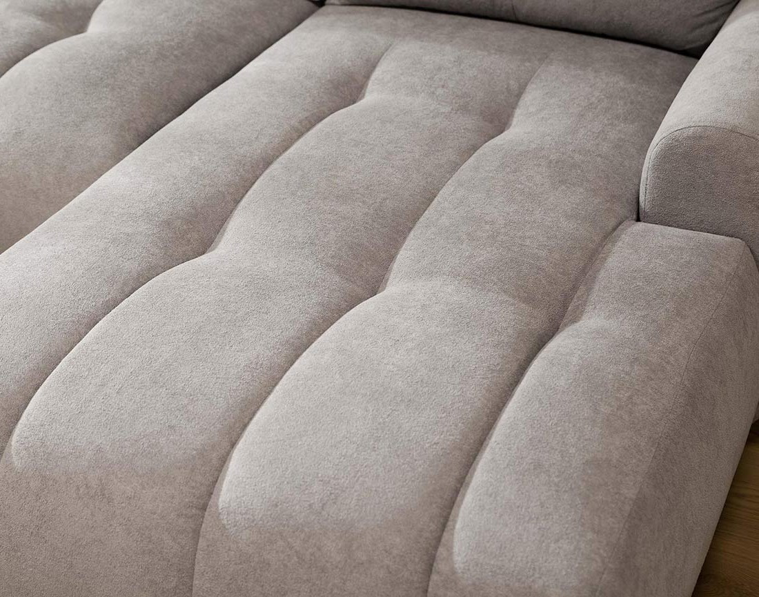 Canapé d'angle droit 4 places convertible avec coffre en tissu texturé Luzzio