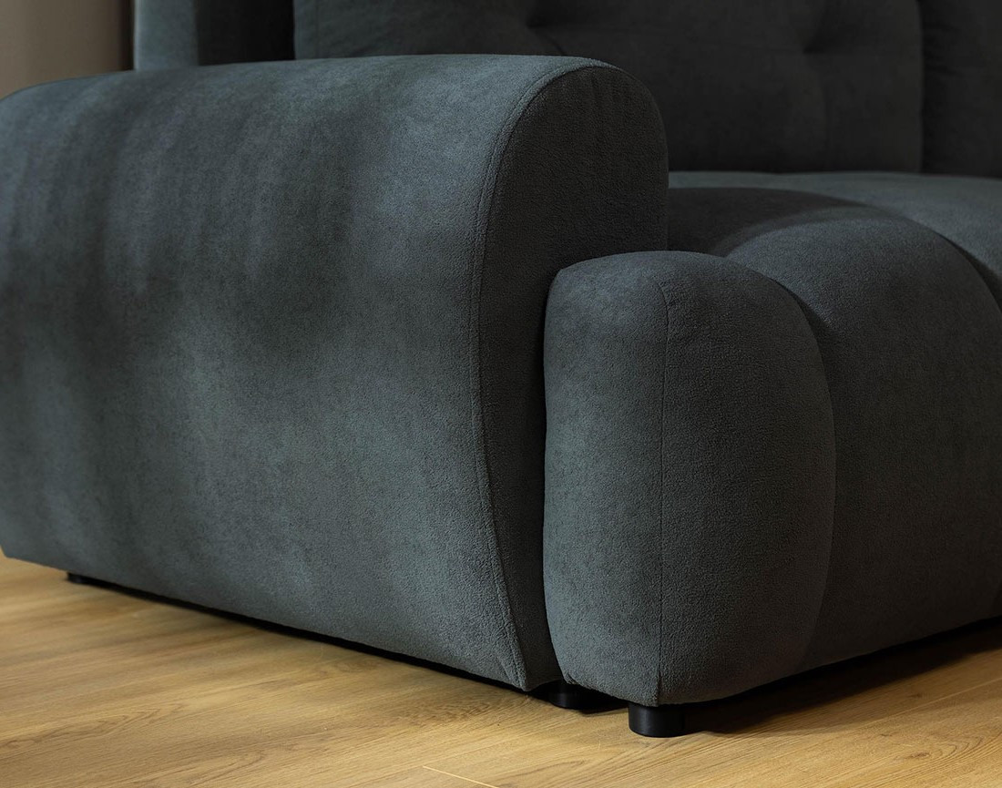 Canapé d'angle droit 4 places convertible avec coffre en tissu texturé Luzzio