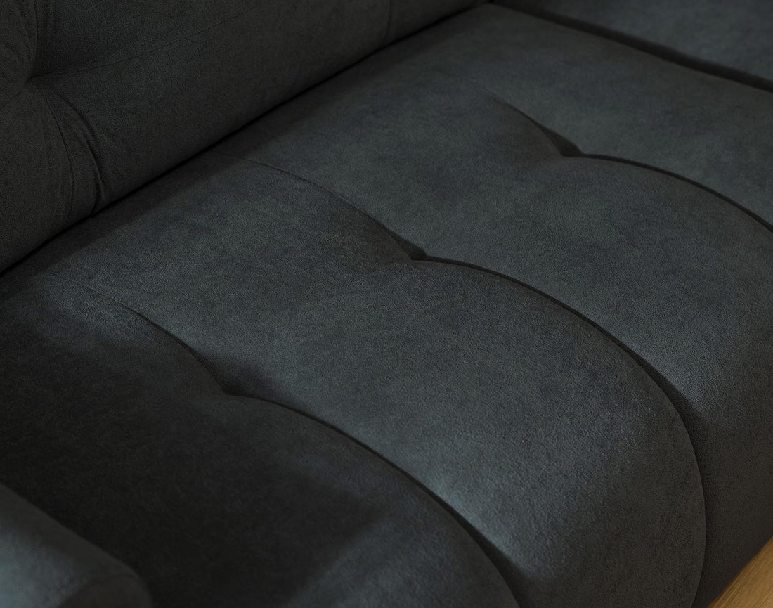 Canapé d'angle droit 4 places convertible avec coffre en tissu texturé Luzzio