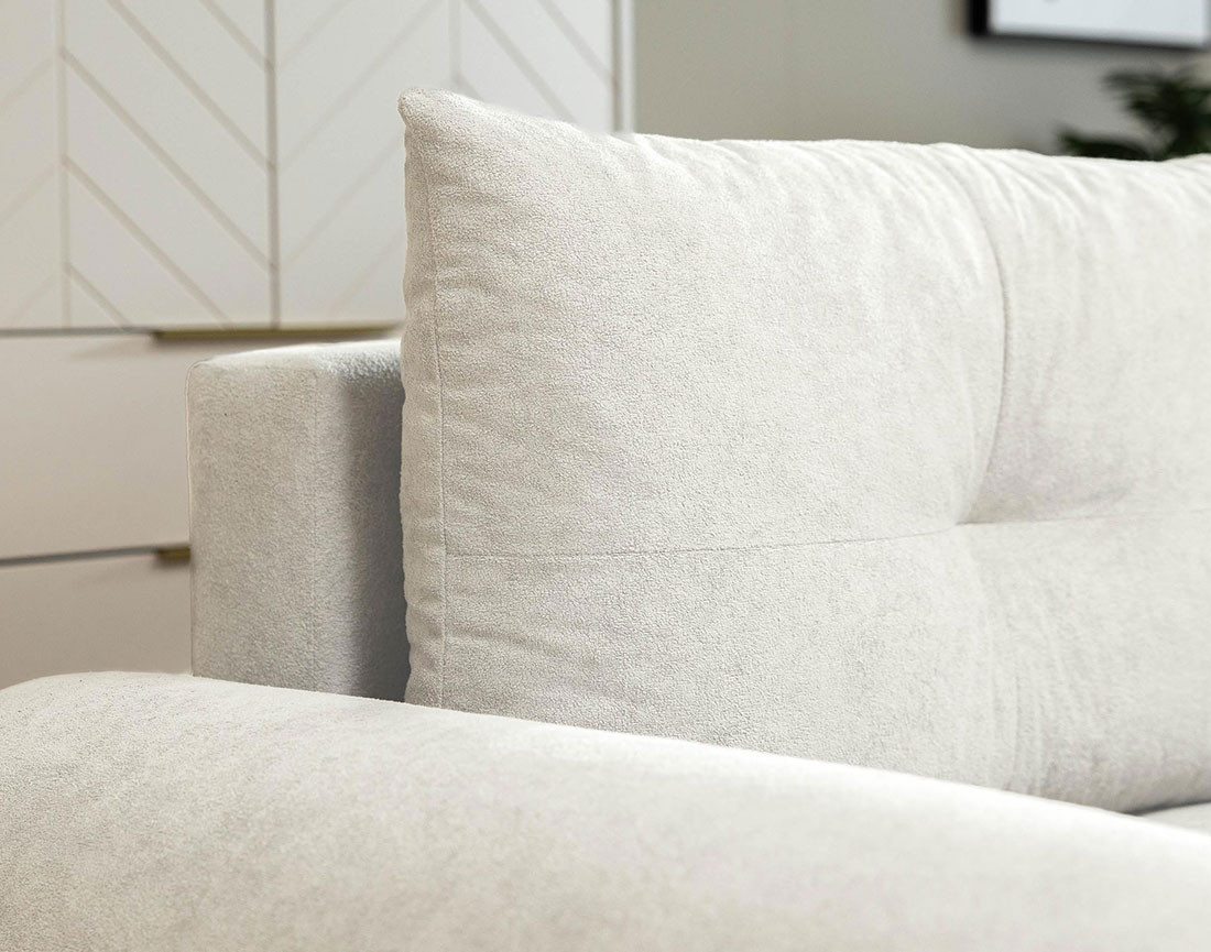 Canapé d'angle gauche 4 places convertible avec coffre en tissu texturé Luzzio