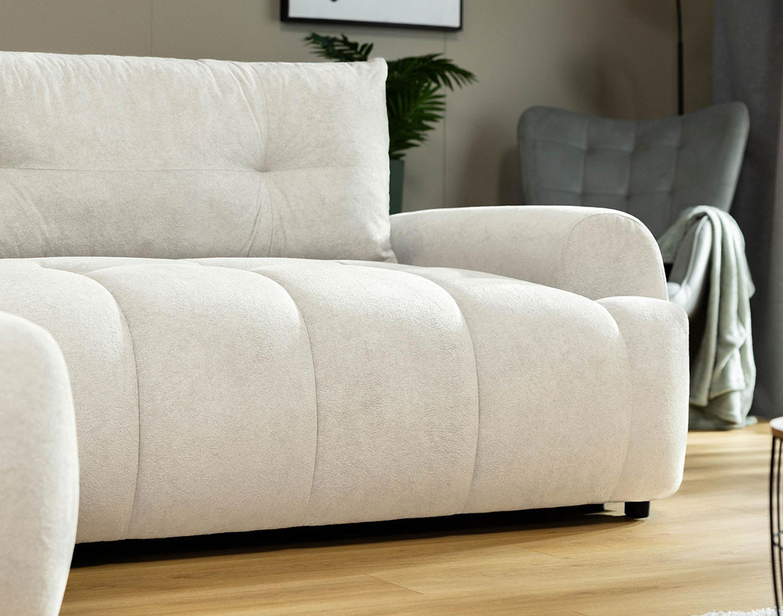 Canapé d'angle gauche 4 places convertible avec coffre en tissu texturé Luzzio
