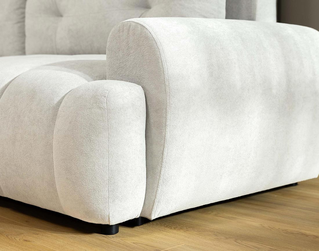 Canapé d'angle gauche 4 places convertible avec coffre en tissu texturé Luzzio