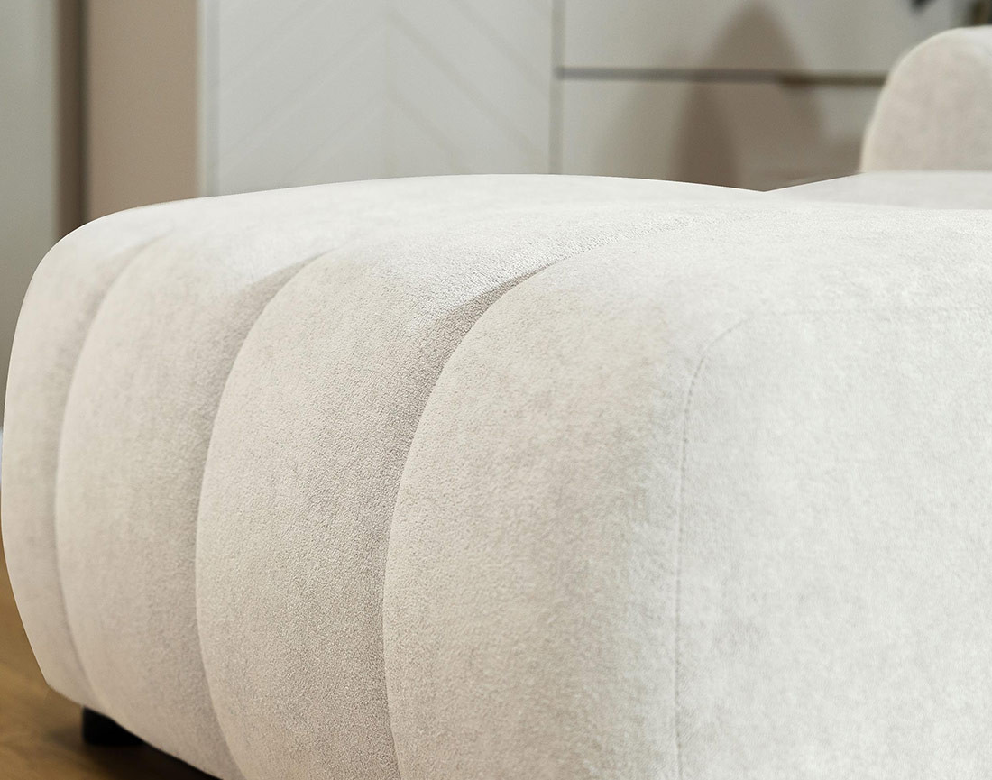 Canapé d'angle gauche 4 places convertible avec coffre en tissu texturé Luzzio