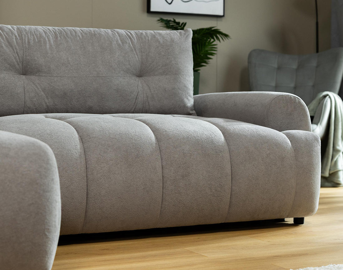 Canapé d'angle gauche 4 places convertible avec coffre en tissu texturé Luzzio