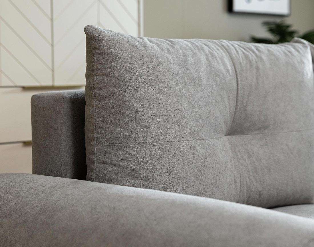 Canapé d'angle gauche 4 places convertible avec coffre en tissu texturé Luzzio