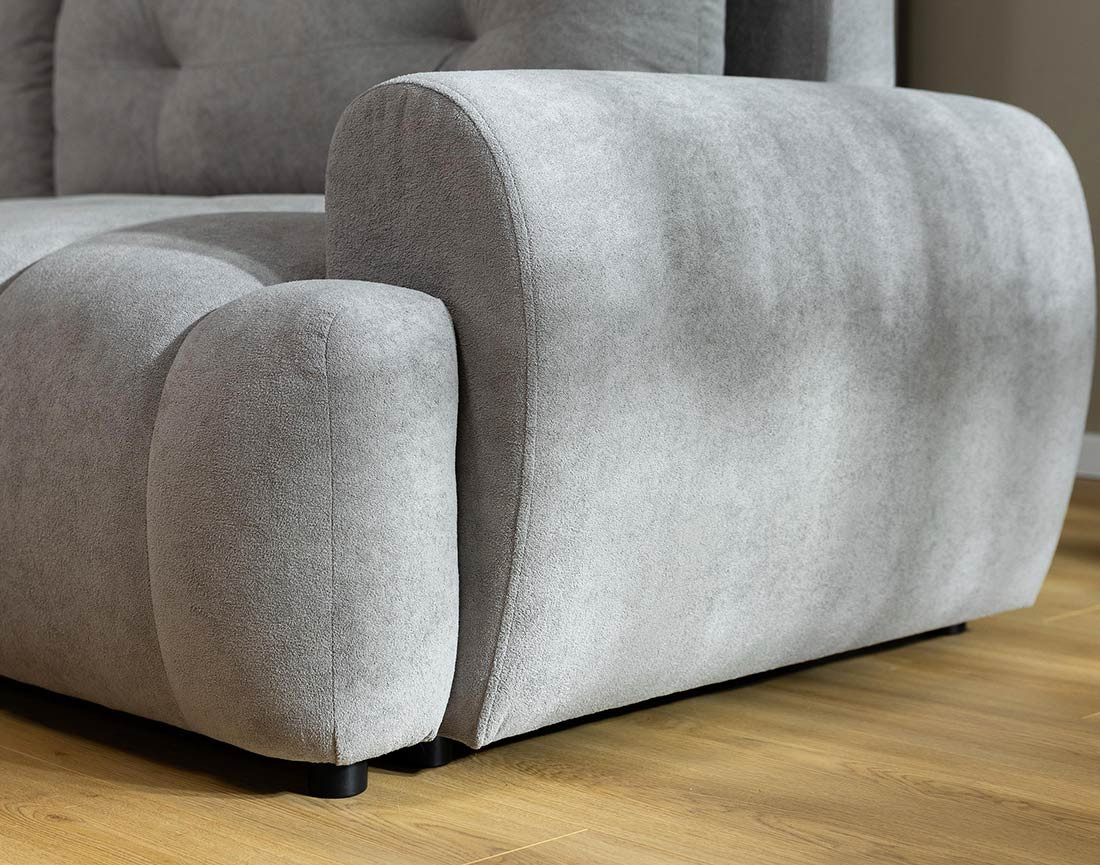 Canapé d'angle gauche 4 places convertible avec coffre en tissu texturé Luzzio