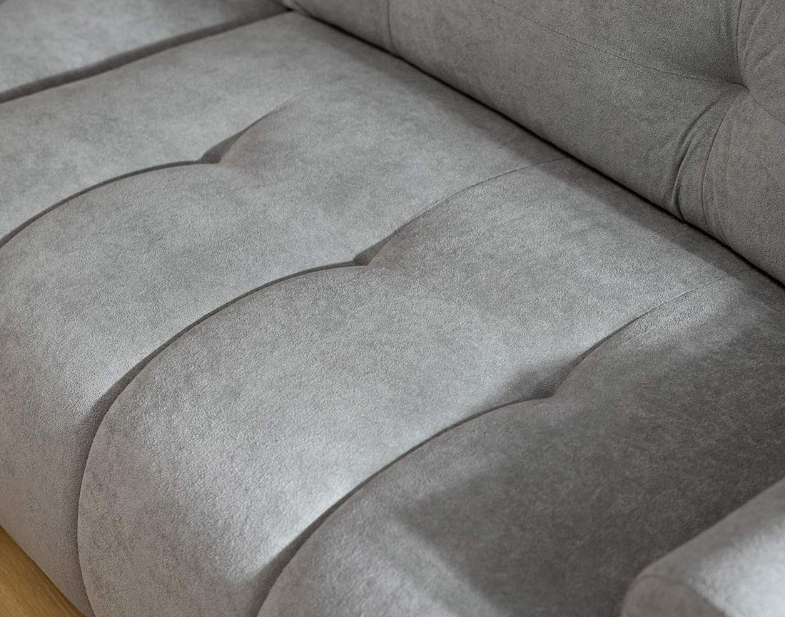 Canapé d'angle gauche 4 places convertible avec coffre en tissu texturé Luzzio