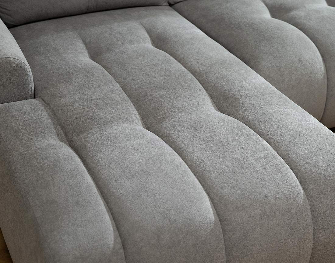 Canapé d'angle gauche 4 places convertible avec coffre en tissu texturé Luzzio