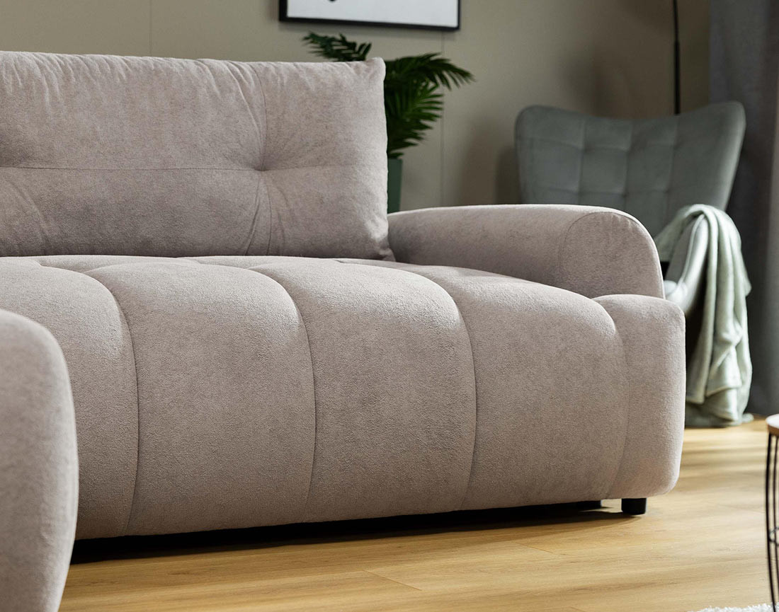 Canapé d'angle gauche 4 places convertible avec coffre en tissu texturé Luzzio