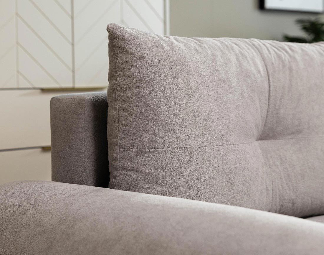 Canapé d'angle gauche 4 places convertible avec coffre en tissu texturé Luzzio