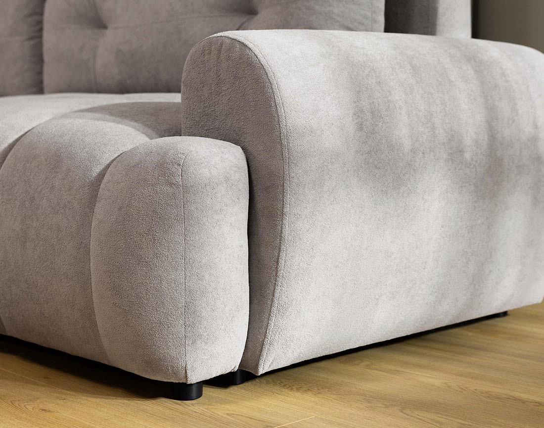 Canapé d'angle gauche 4 places convertible avec coffre en tissu texturé Luzzio