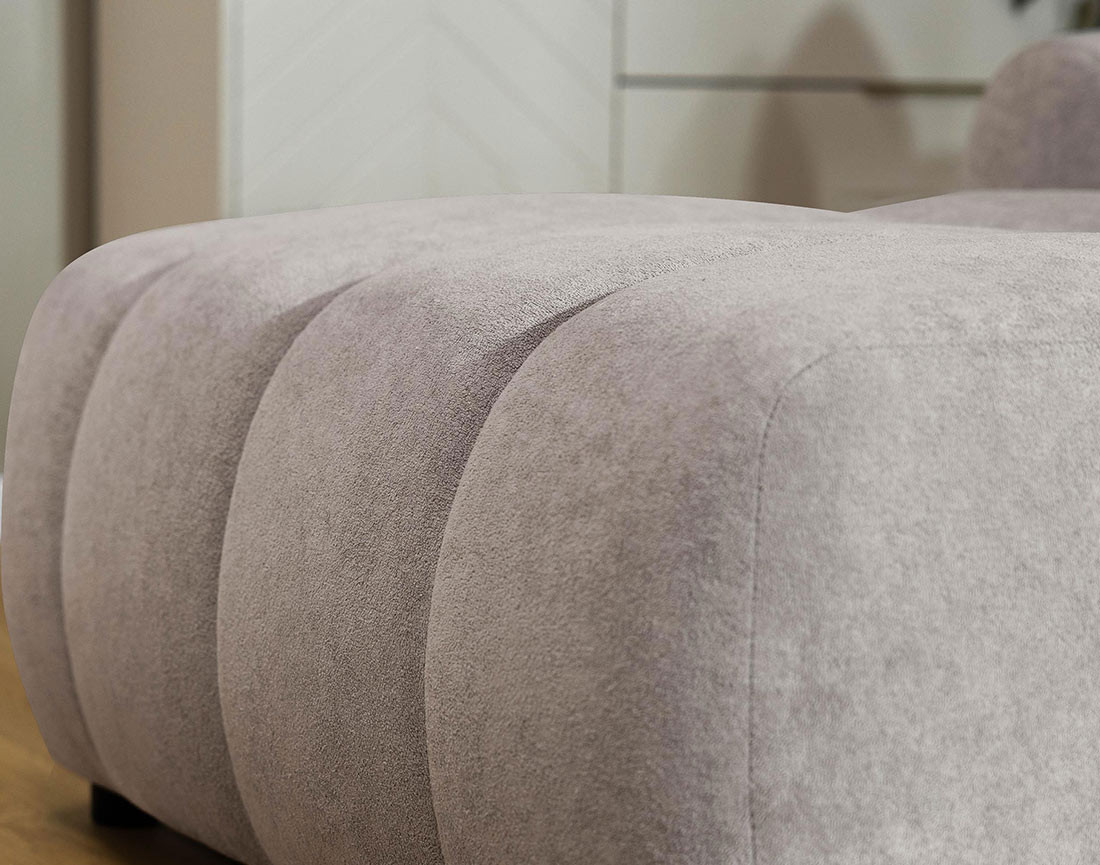 Canapé d'angle gauche 4 places convertible avec coffre en tissu texturé Luzzio