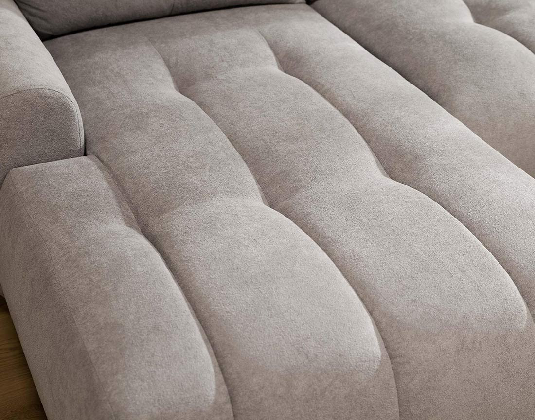 Canapé d'angle gauche 4 places convertible avec coffre en tissu texturé Luzzio
