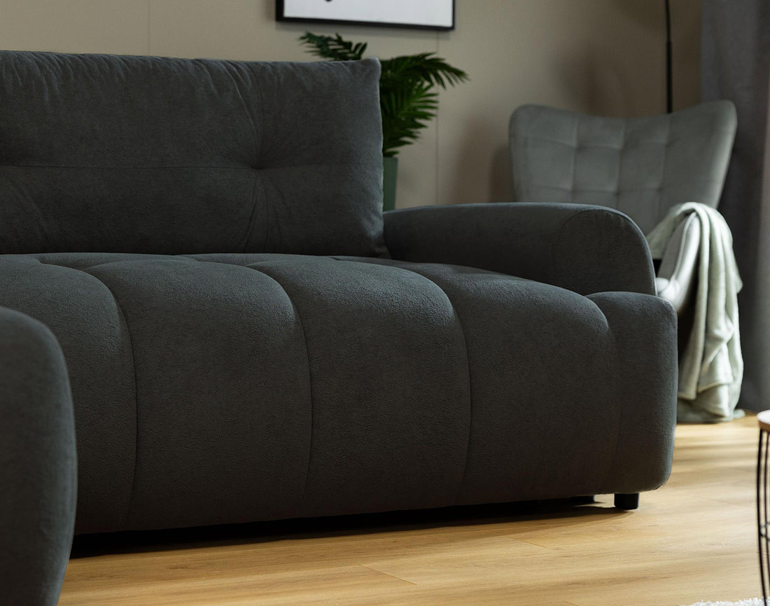 Canapé d'angle gauche 4 places convertible avec coffre en tissu texturé Luzzio