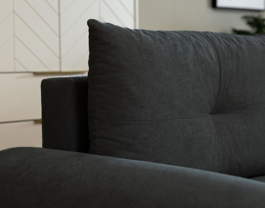 Canapé d'angle gauche 4 places convertible avec coffre en tissu texturé Luzzio