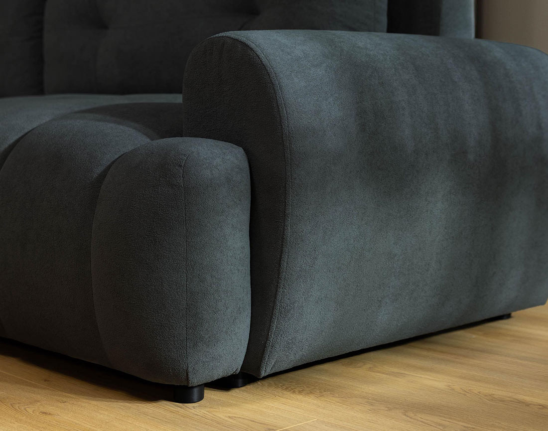 Canapé d'angle gauche 4 places convertible avec coffre en tissu texturé Luzzio