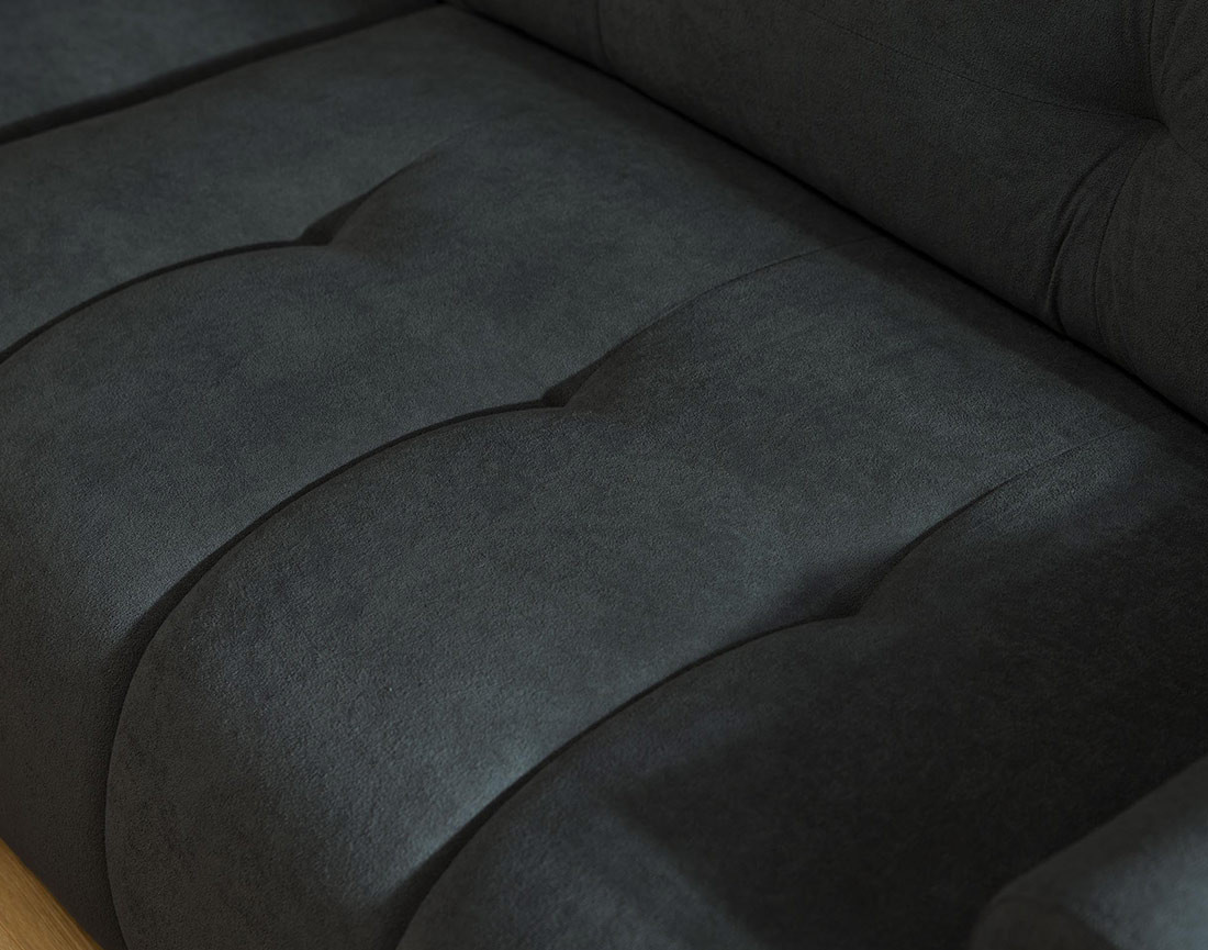 Canapé d'angle gauche 4 places convertible avec coffre en tissu texturé Luzzio