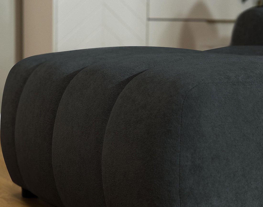 Canapé d'angle gauche 4 places convertible avec coffre en tissu texturé Luzzio