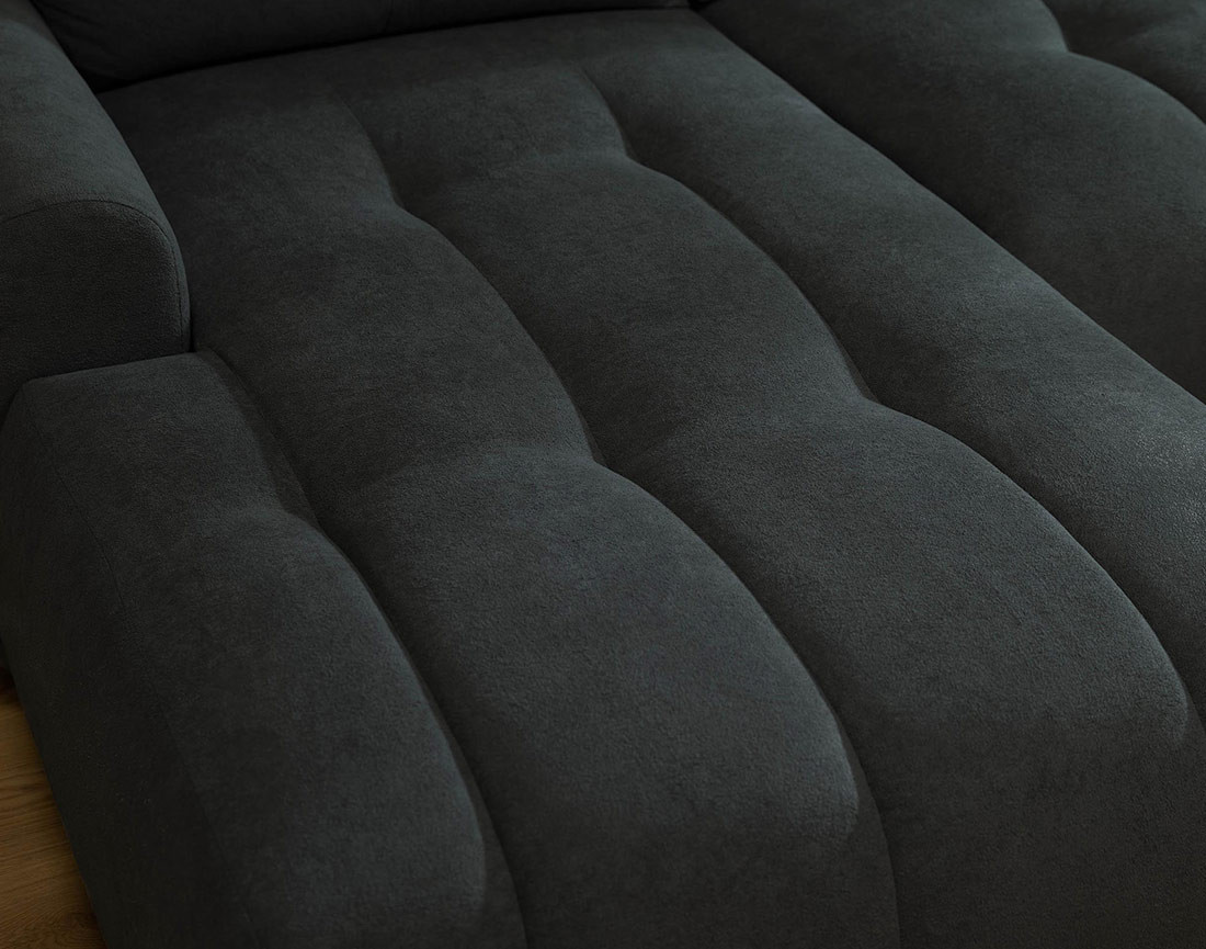 Canapé d'angle gauche 4 places convertible avec coffre en tissu texturé Luzzio