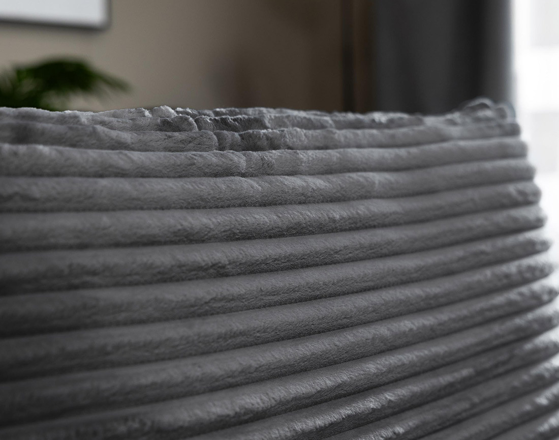 Canapé d'angle droit 4 places convertible avec coffre en velours côtelé grosses côtes Silvano