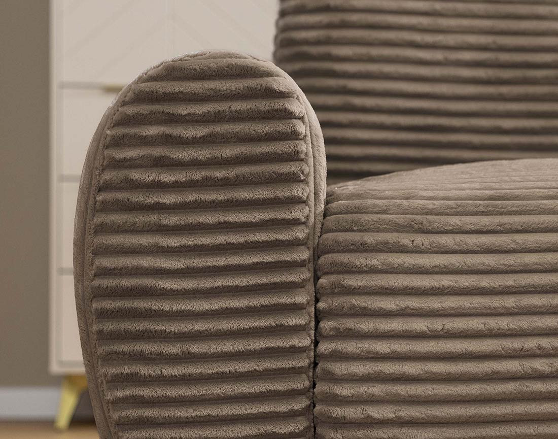 Canapé d'angle droit 4 places convertible avec coffre en velours côtelé grosses côtes Silvano