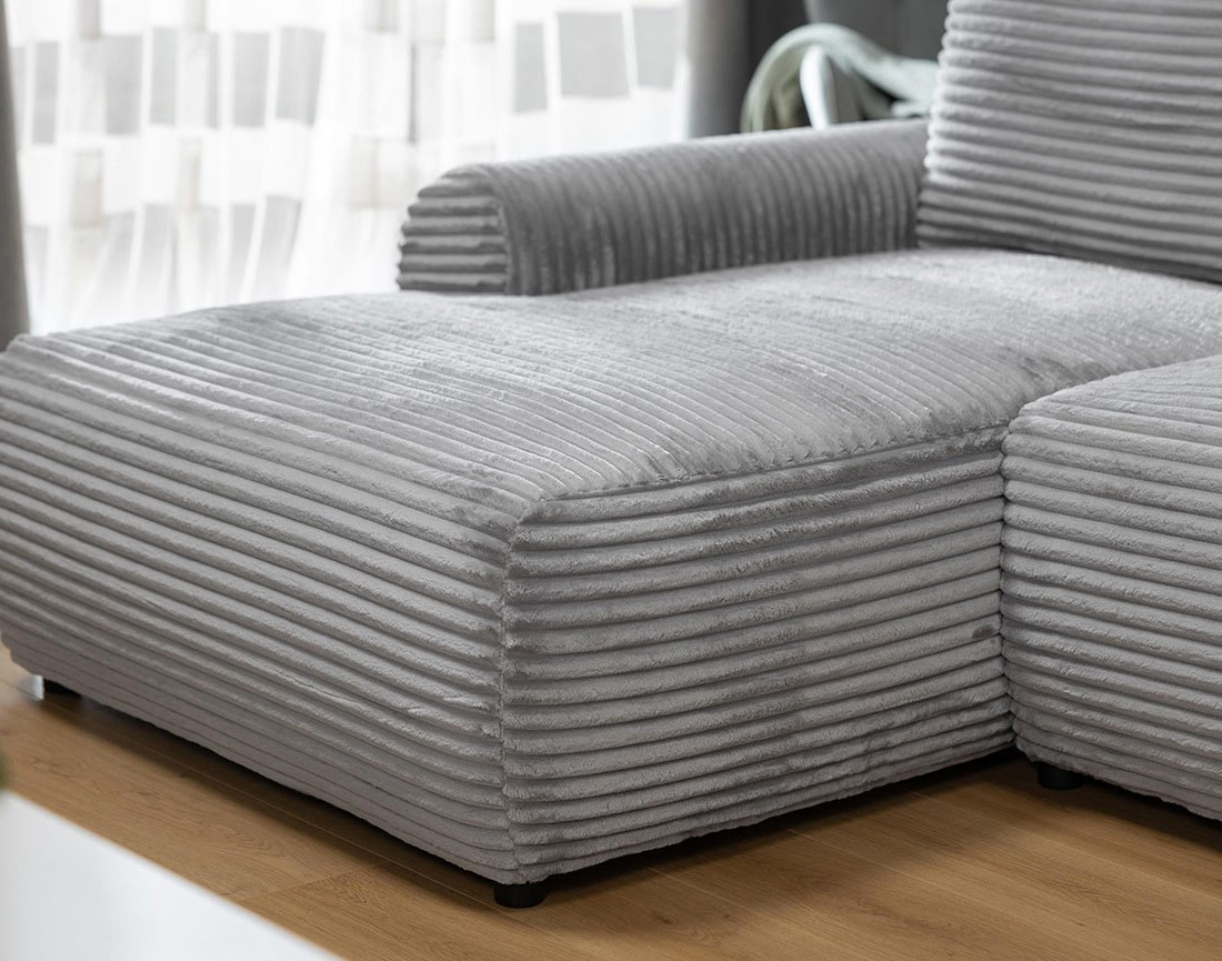 Canapé d'angle gauche 4 places convertible avec coffre en velours côtelé grosses côtes Silvano