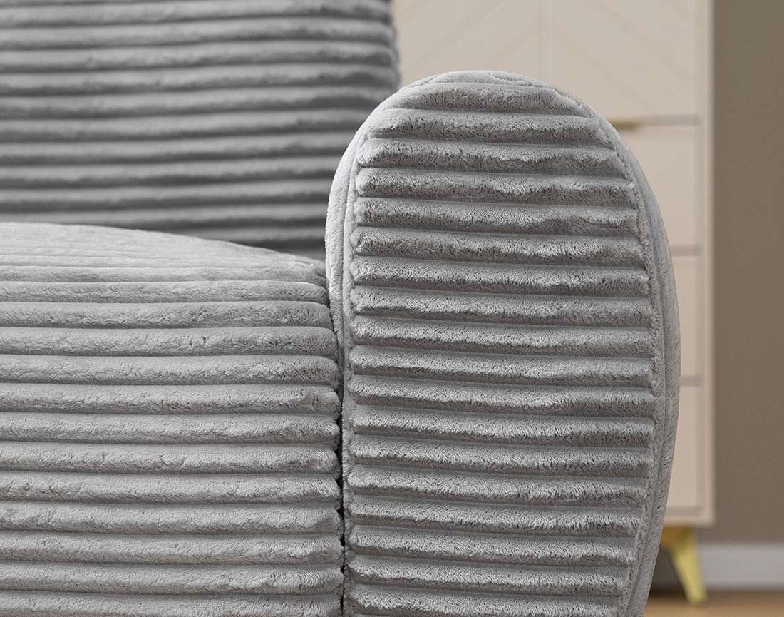 Canapé d'angle gauche 4 places convertible avec coffre en velours côtelé grosses côtes Silvano