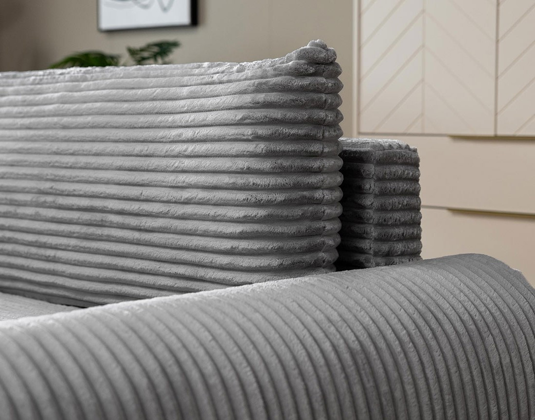 Canapé d'angle gauche 4 places convertible avec coffre en velours côtelé grosses côtes Silvano