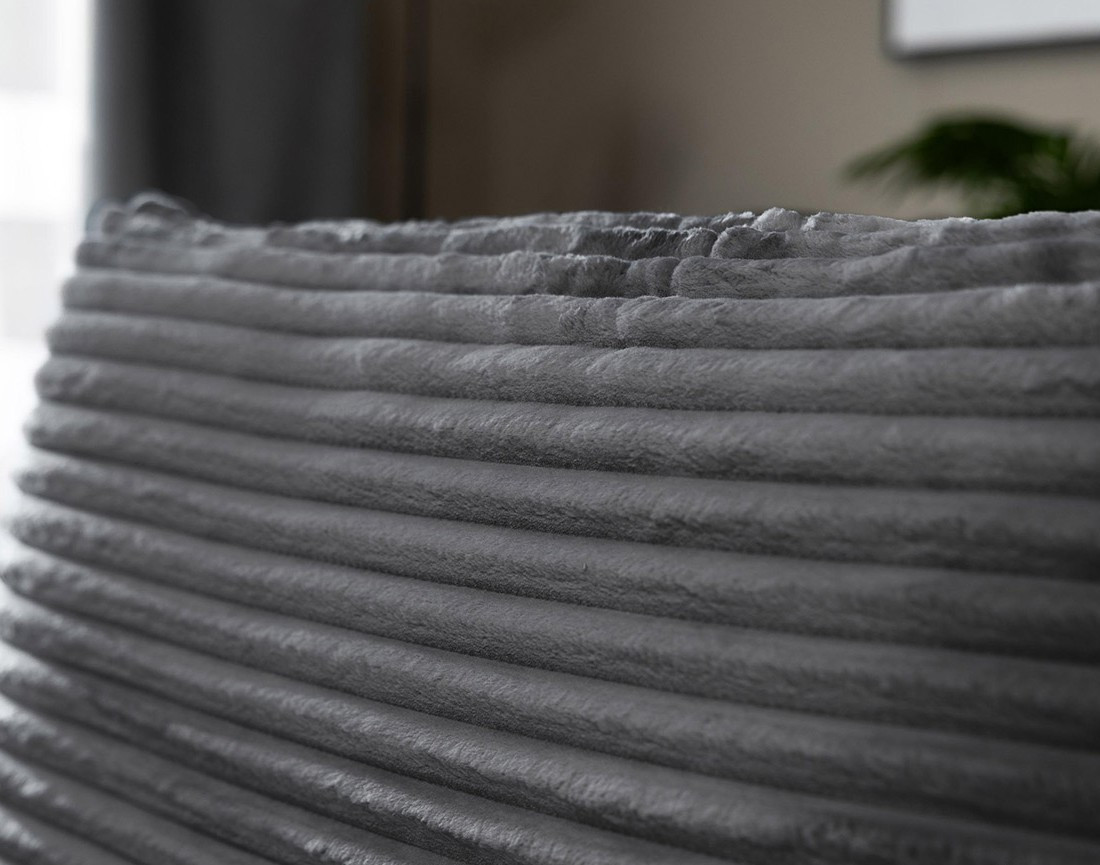 Canapé d'angle gauche 4 places convertible avec coffre en velours côtelé grosses côtes Silvano