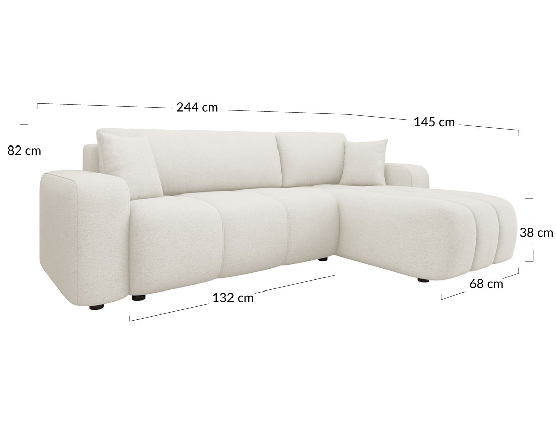 Canapé d'angle réversible 4 places convertible avec coffre en tissu Nicole