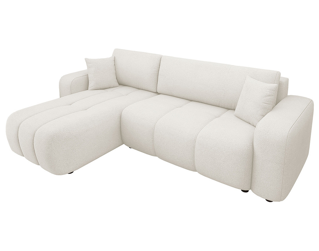 Canapé d'angle réversible 4 places convertible avec coffre en tissu Nicole