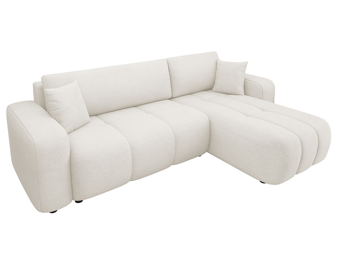 Canapé d'angle réversible 4 places convertible avec coffre en tissu Nicole