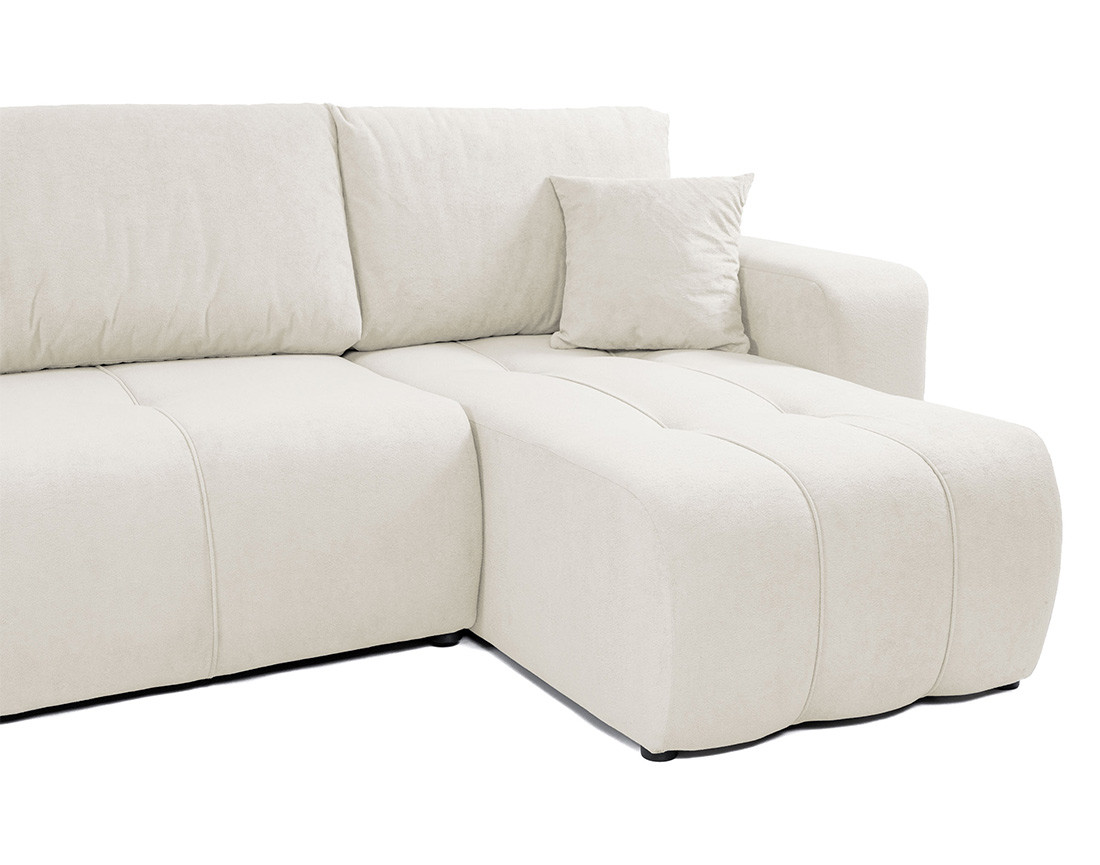 Canapé d'angle réversible 4 places convertible avec coffre en tissu Nicole