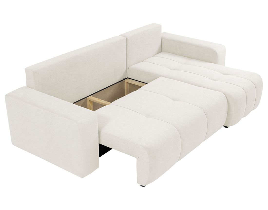 Canapé d'angle réversible 4 places convertible avec coffre en tissu Nicole