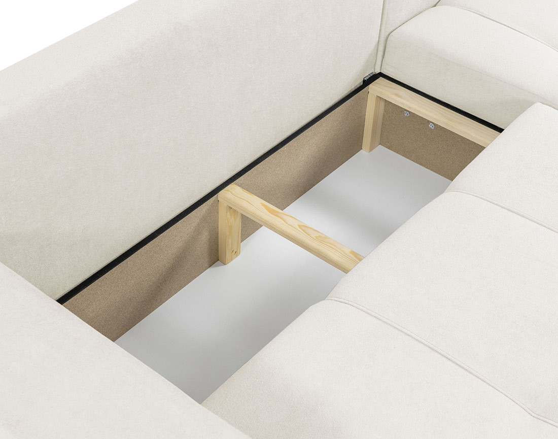 Canapé d'angle réversible 4 places convertible avec coffre en tissu Nicole