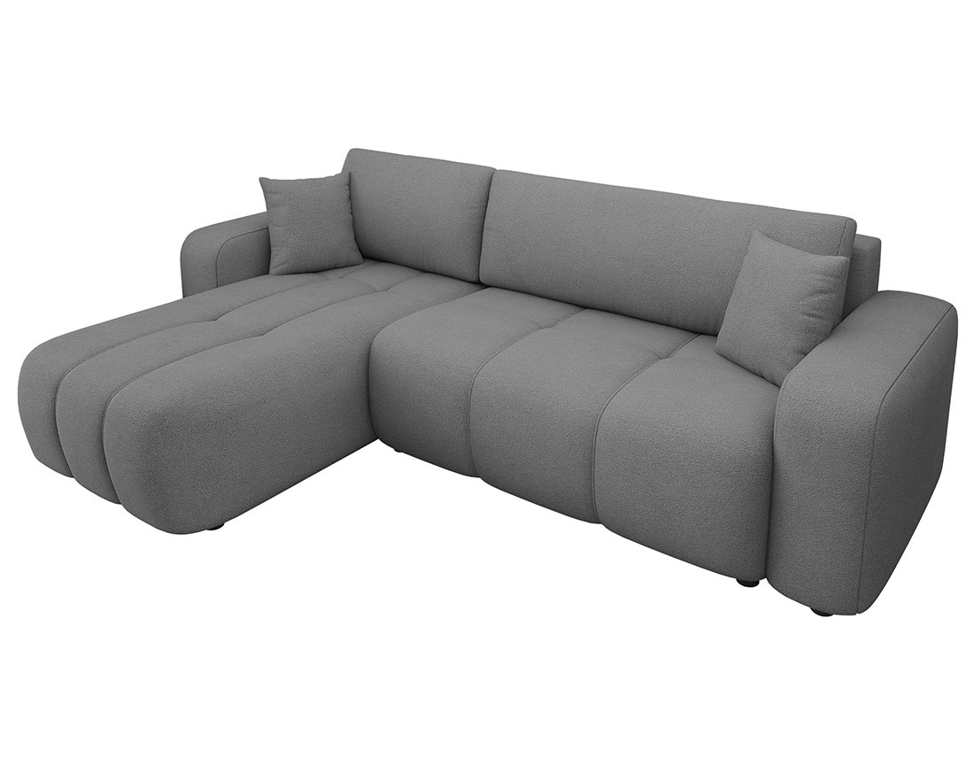 Canapé d'angle réversible 4 places convertible avec coffre en tissu Nicole