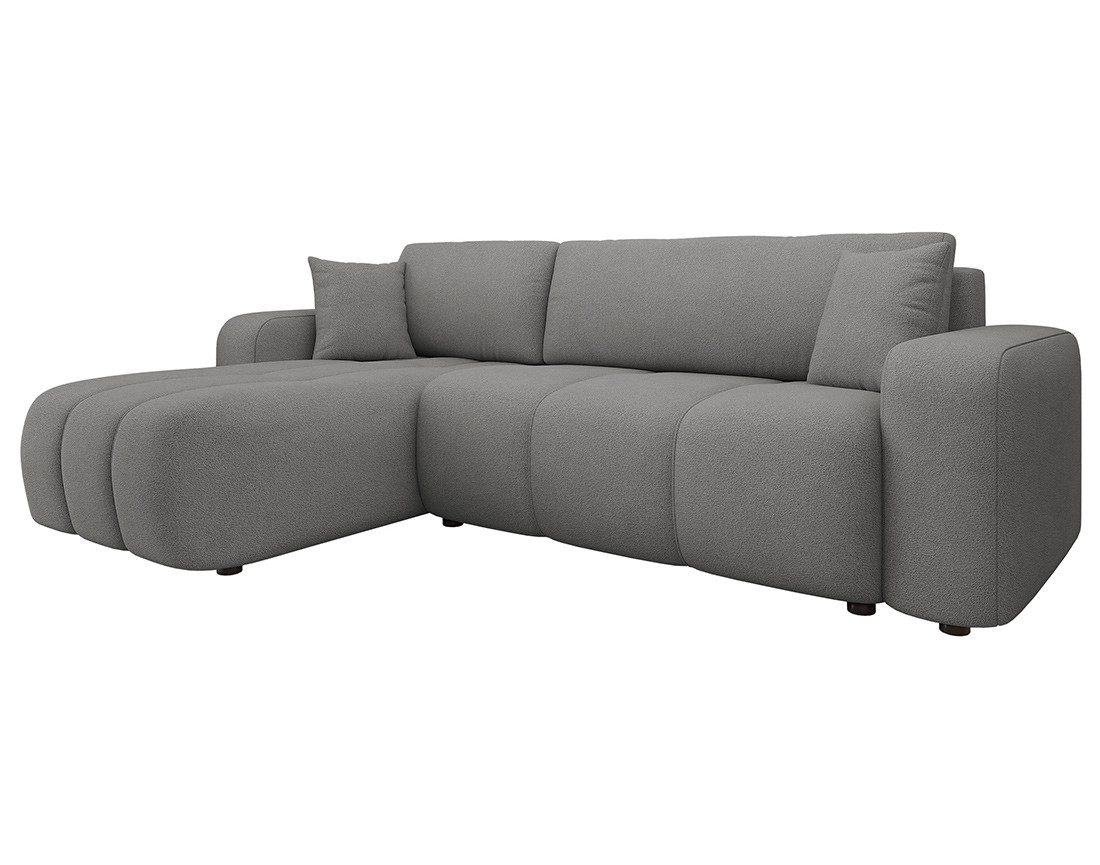 Canapé d'angle réversible 4 places convertible avec coffre en tissu Nicole