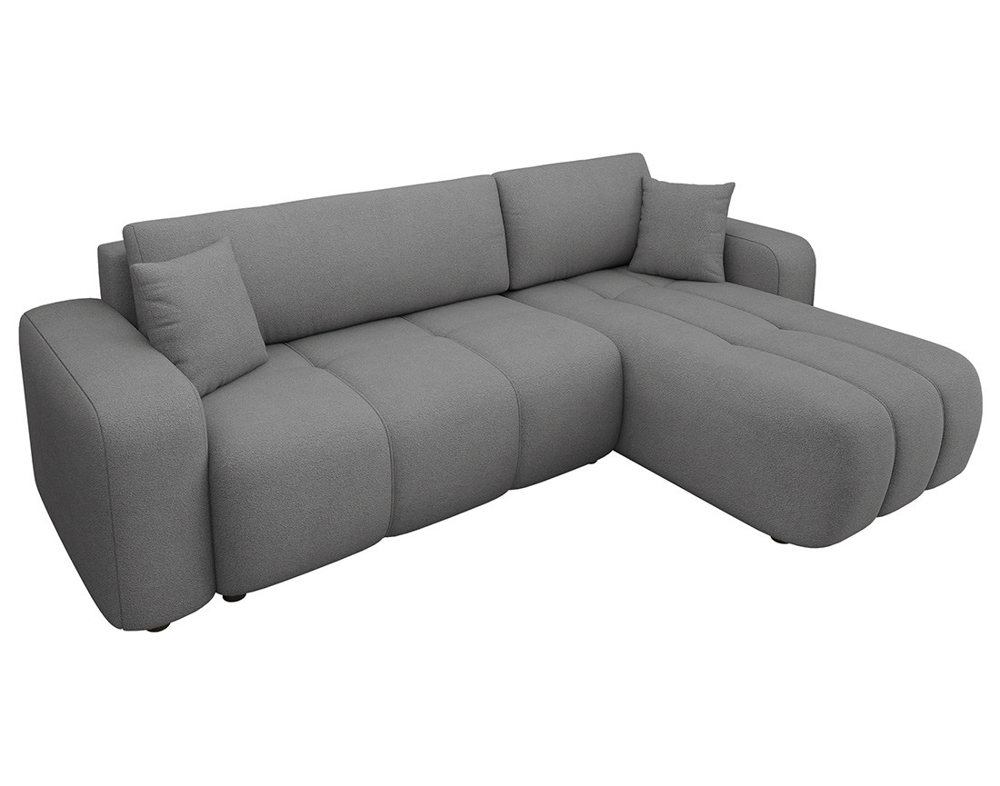 Canapé d'angle réversible 4 places convertible avec coffre en tissu Nicole