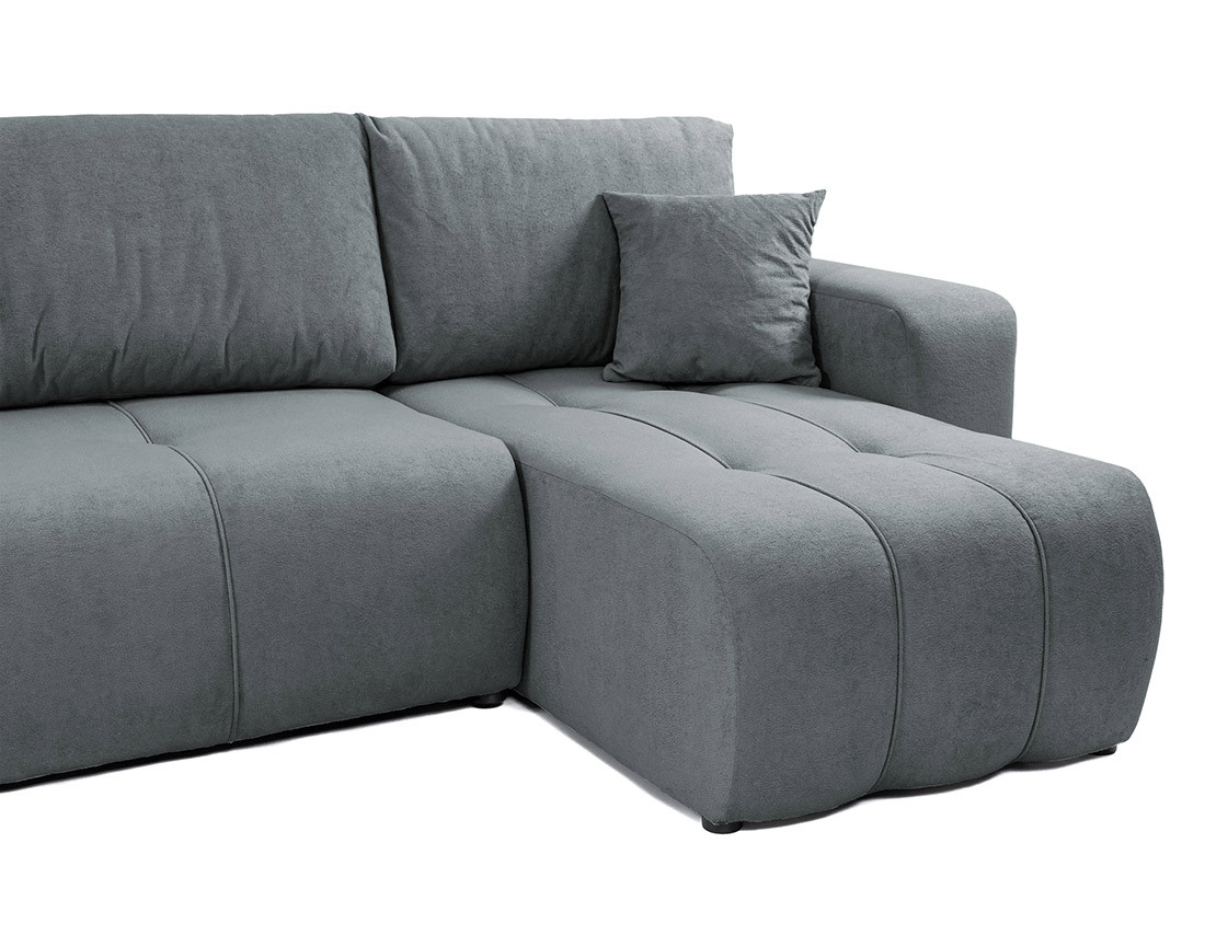 Canapé d'angle réversible 4 places convertible avec coffre en tissu Nicole