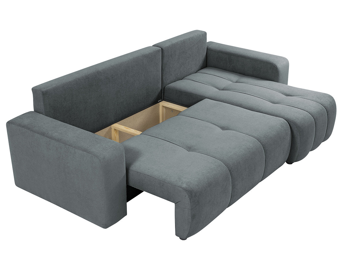 Canapé d'angle réversible 4 places convertible avec coffre en tissu Nicole