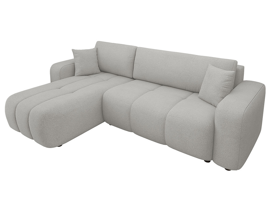 Canapé d'angle réversible 4 places convertible avec coffre en tissu Nicole