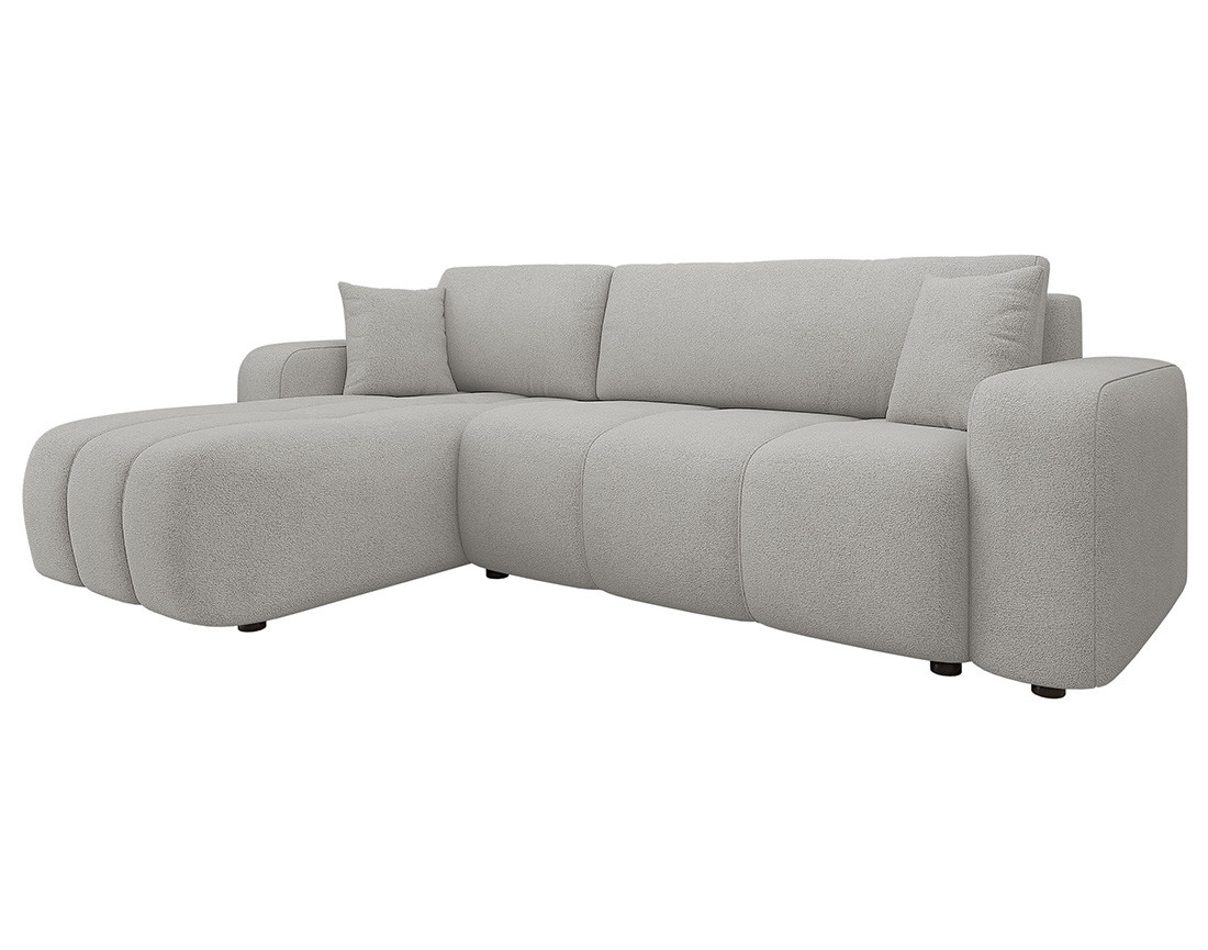 Canapé d'angle réversible 4 places convertible avec coffre en tissu Nicole